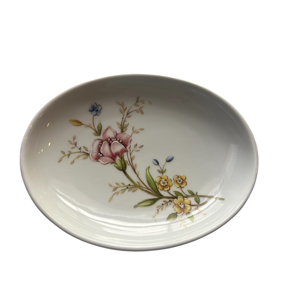 Vintage Hand Painted Floral Oval Soap Dish